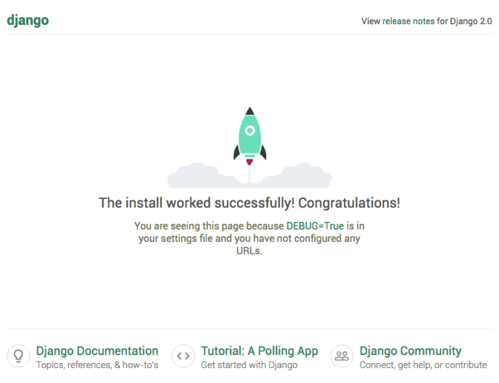 Django install confirmation graphic